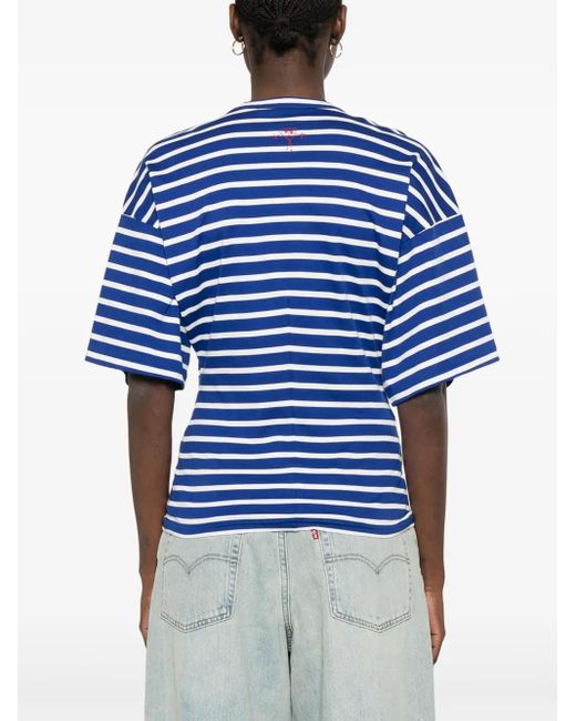 Plan C ストライプ Tシャツ Blue