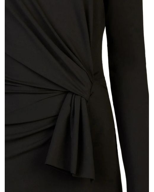Nina Ricci Black Long-Sleeve Draped Wrap Top