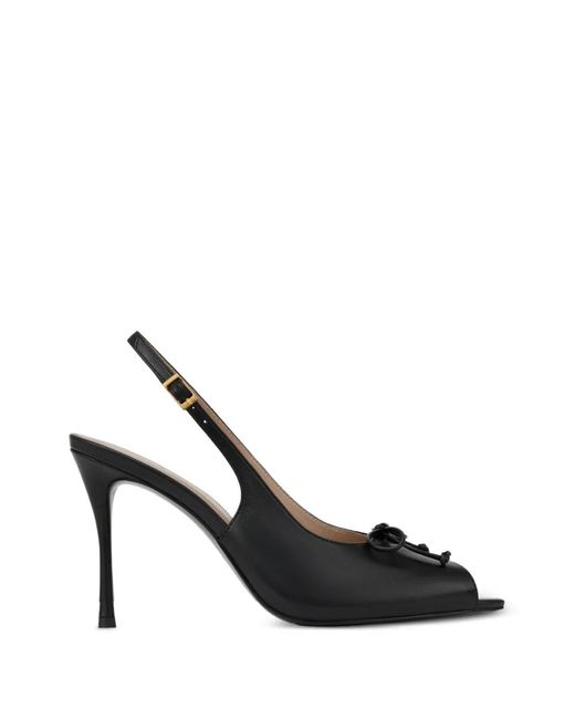 POTAMY Black Bow-Detail Peep-Toe Pumps