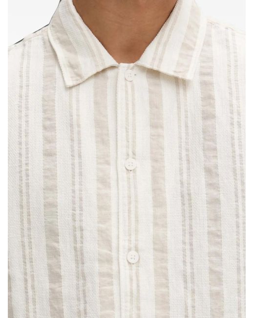 Marc O' Polo White Vertical-Stripe Short-Sleeved Shirt for men