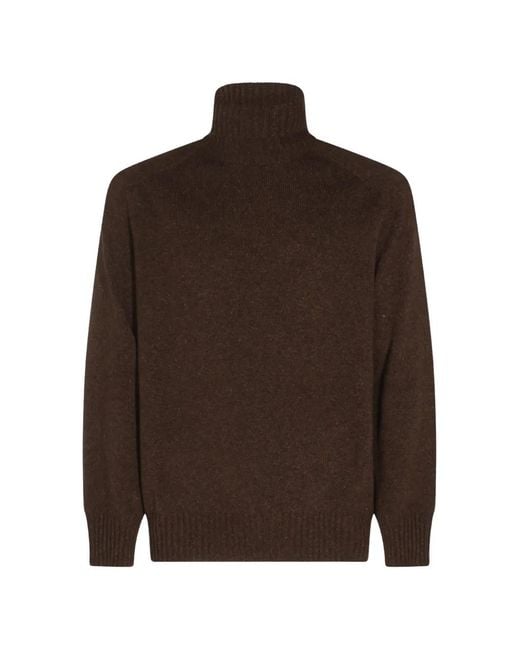 Malo Brown Roll-Neck Cashmere Sweater for men