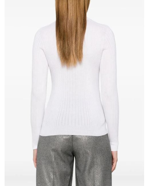 Peserico White Ribbed Collared Top