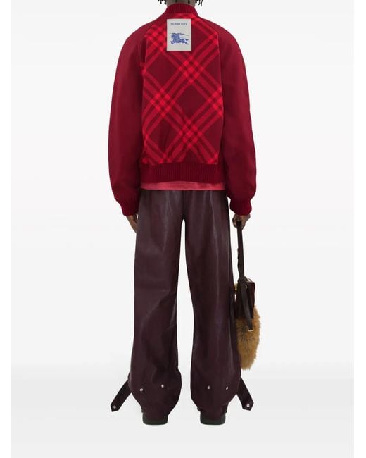 Burberry Red Check Reversible Bomber Jacket for men