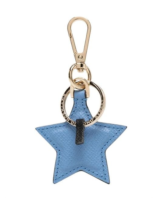 Smythson Blue Star Leather Keychain