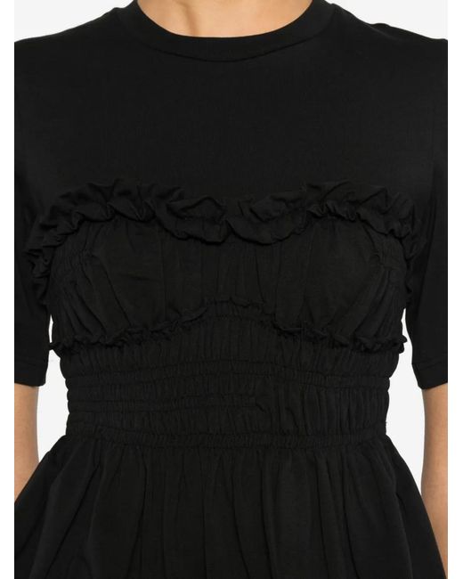 CECILIE BAHNSEN Black Ruffled Top