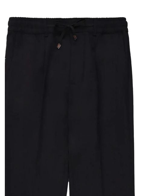 Cruna Black Mitte Drawstring Tapered Trousers for men