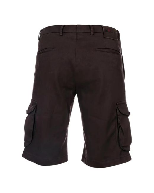 Kiton Gray Logo-Patch Cargo Shorts for men