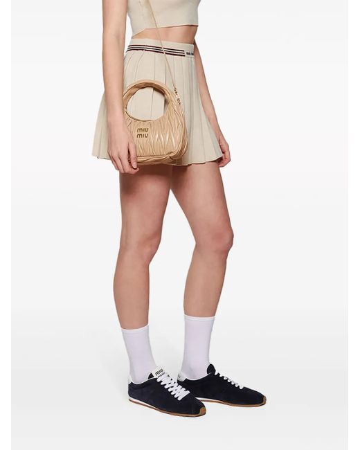 Miu Miu Blue Plume Suede Leather Sneakers