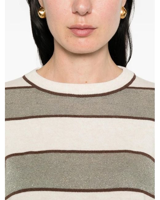 Brunello Cucinelli White Striped Knitwear