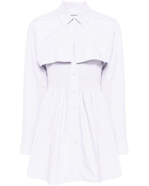 Alexander Wang White Smocked Mini Shirt Dress