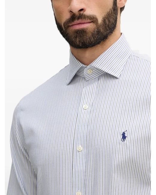 Polo Ralph Lauren Gray Striped-Pattern Shirt for men