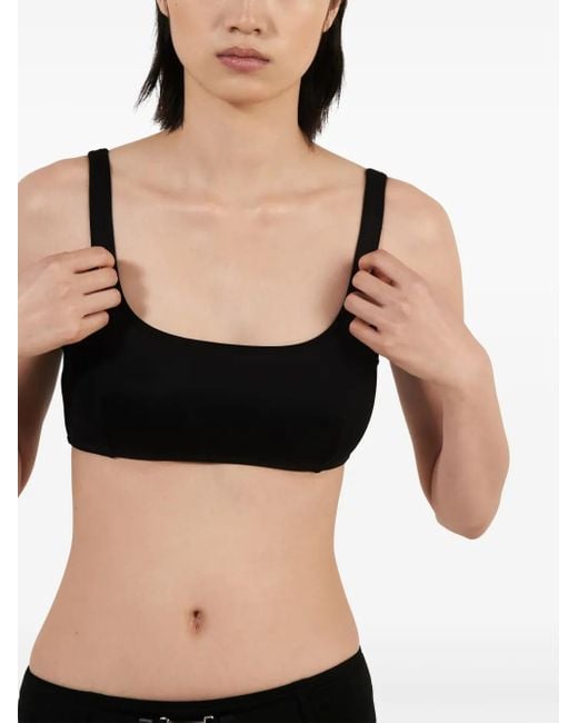 Prada Black Interlock-Weave Square-Neck Bikini Top