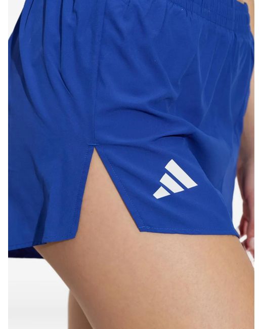 Adidas Blue Adizero Logo-Print Shorts