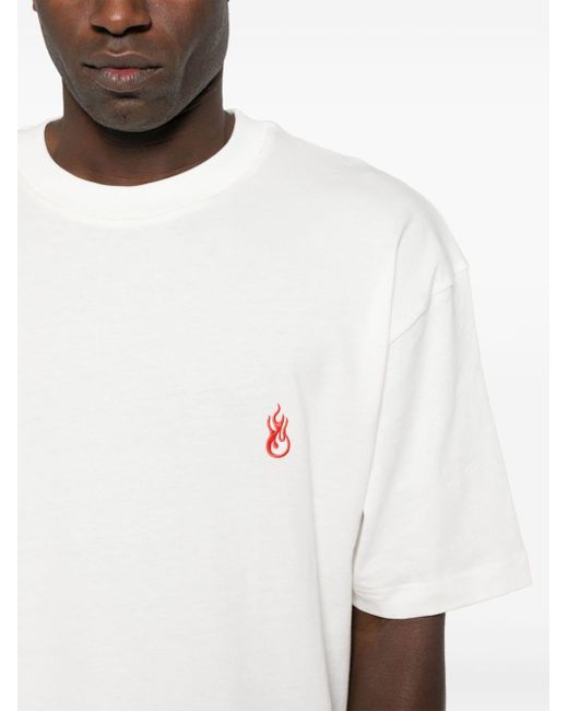 Camiseta con llamas bordadas Vision Of Super de hombre de color White