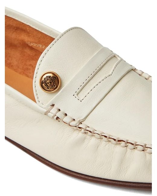 Versace White Guanto Leather Loafers for men