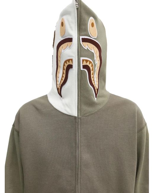 A Bathing Ape Gray Shark-Pattern Hoodie for men