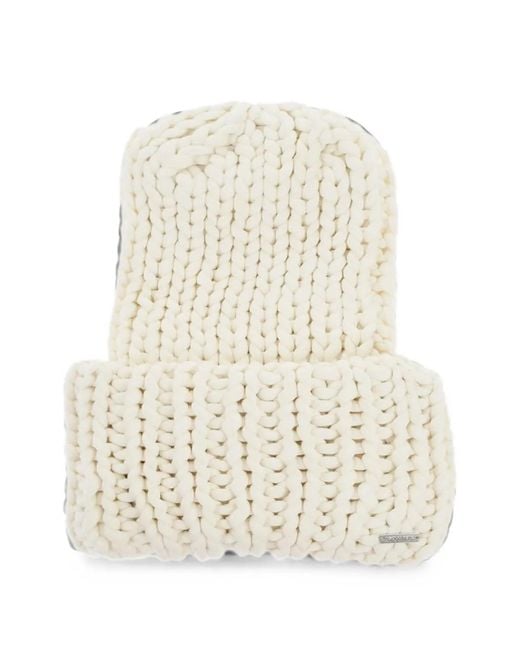 DSquared² White Logo-Plaque Beanie
