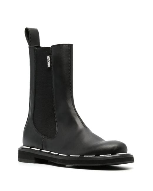 Moschino Black Rounded Toe Ankle Boots