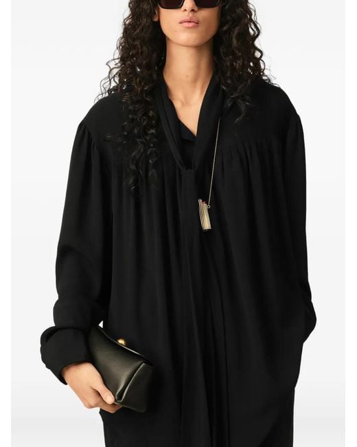 AMI Black Blouse En Soie À Col Lavallière