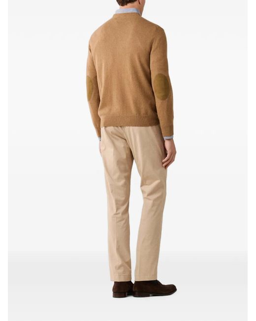 Hackett Natural Patch-Detail Crew-Neck Sweater for men