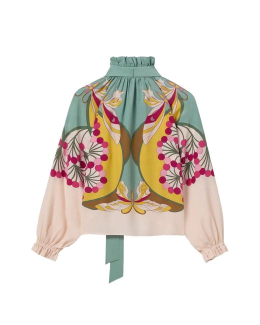 LaDoubleJ Pink Cerere Ruffled Pussy-Bow Blouse