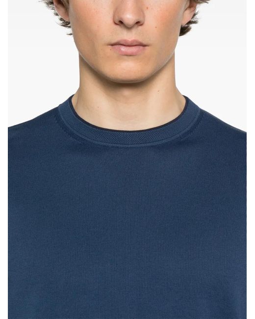 Canali Gestricktes T-Shirt in Blue für Herren
