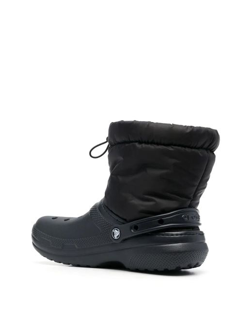 CROCSTM Black Padded-Panel Ankle Boots