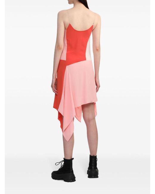 Kiko Kostadinov Red Asymmetric Colourblock Mini Dress