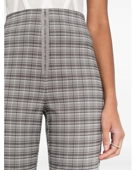 ROTATE BIRGER CHRISTENSEN Gray Checked Flared Trousers