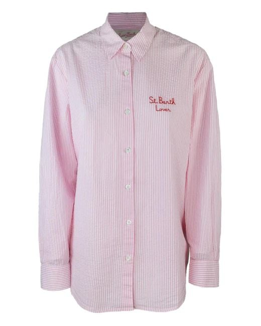 Mc2 Saint Barth Pink Brigitte Snoopy-Print Striped Shirt