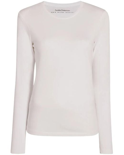 Another Tomorrow White Crew-Neck Organic Cotton T-Shirt