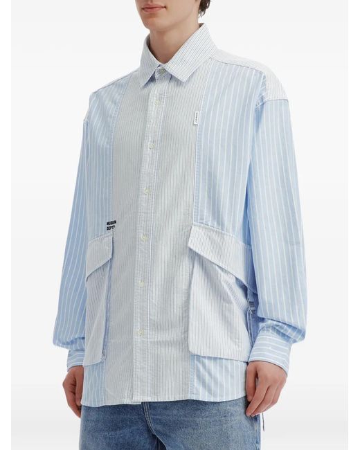Musium Div. Blue Patchwork Striped Shirt for men