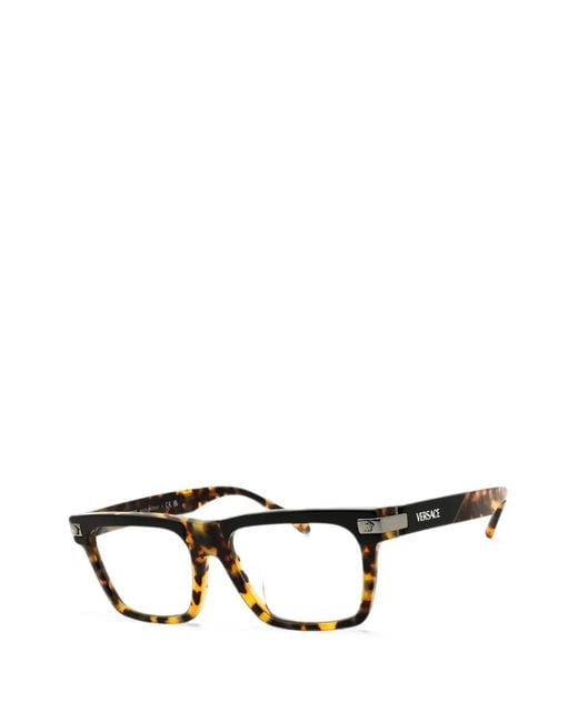 Versace Black Tortoiseshell-Effect Rectangle-Frame Glasses for men