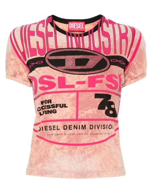 DIESEL Pink T-uncutie-long-n8 Cotton T-shirt