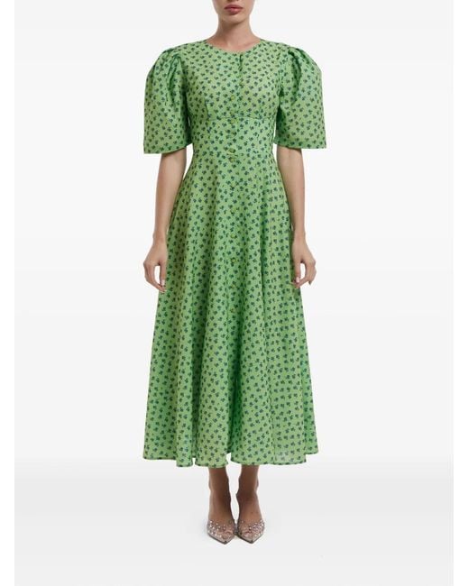 POST MERIDIEM Green Button-Down Midi Dress