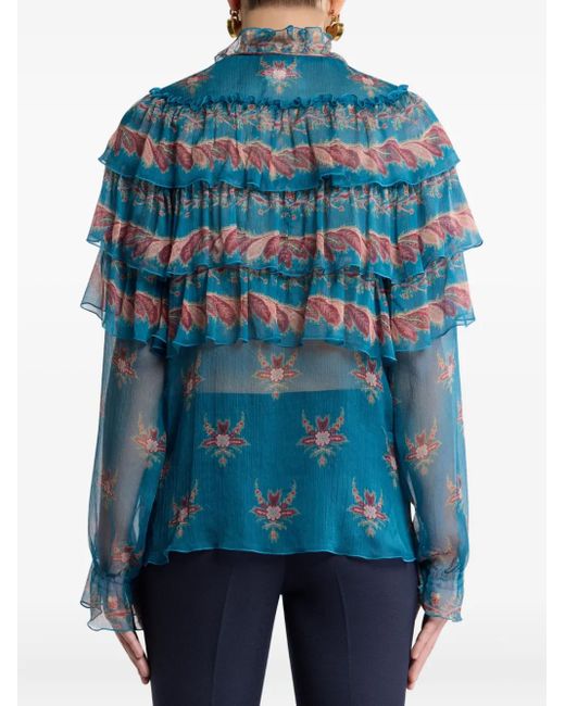 Etro Blue Silk Blouse