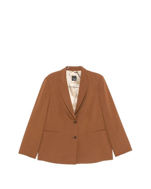 Marina Rinaldi Brown Padana Single-Breasted Peak-Lapels Blazer