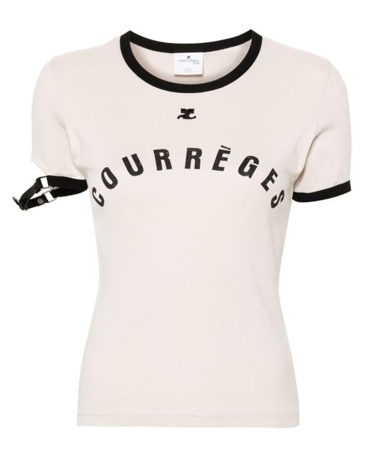 Courreges バックルディテール Tシャツ Natural