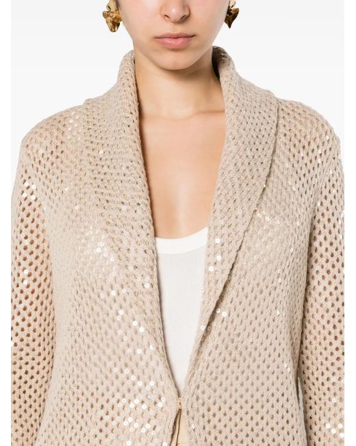 Ralph Lauren Natural Sequinned Cashmere Cardi-Coat