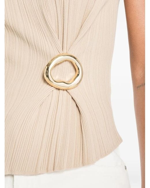 Joseph White Pleated Ring-Detail Top