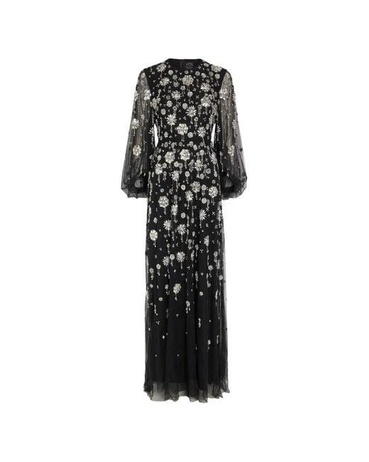 Huishan Zhang Black Crystal-Embellished Maxi Dress