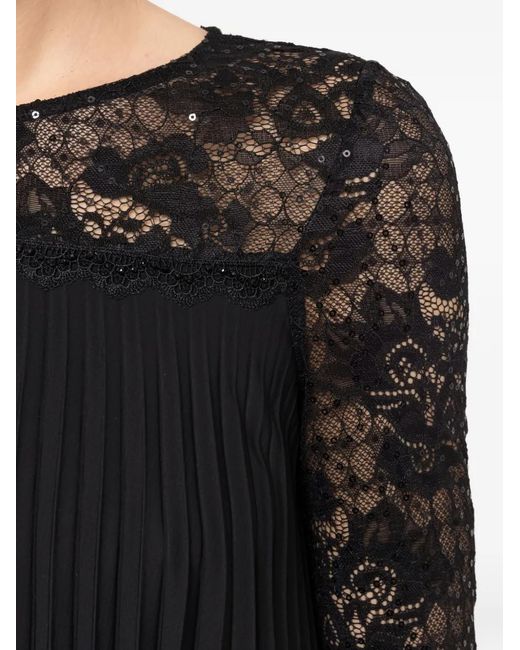 Nissa Black Pleated Midi Dress
