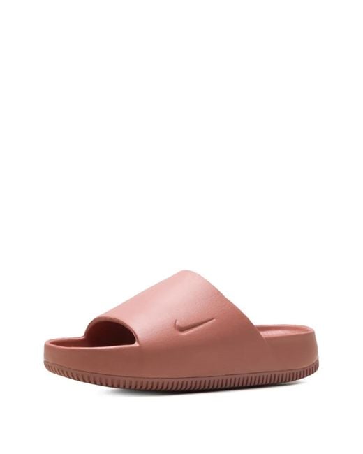 Nike Pink Calm Logo-Detail Slides