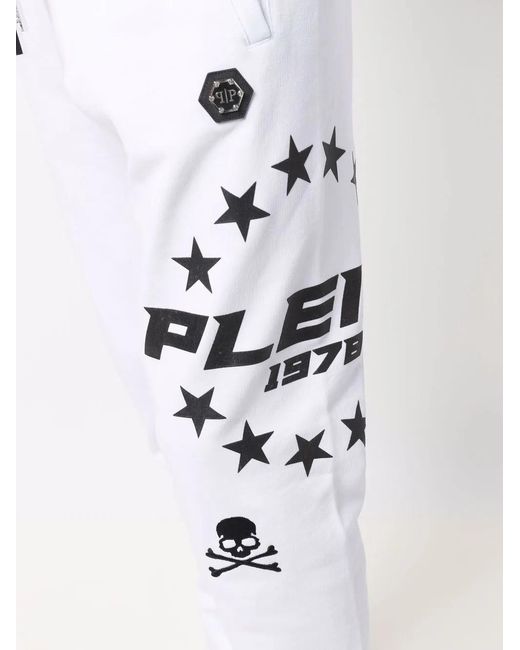 Philipp Plein White Logo Drawstring Tracksuit Bottoms for men