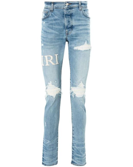 Amiri MX1 Skinny-Jeans mit Bouclé-Logo in Blue für Herren