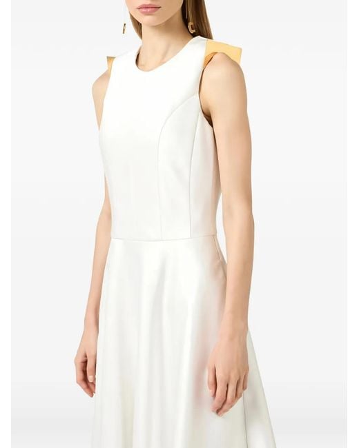 Elisabetta Franchi White Duchess Satin Midi Dress