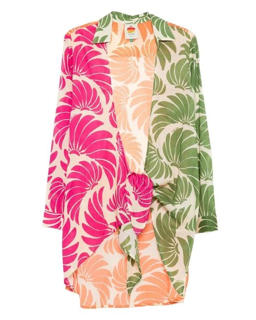 Farm Rio Pink Floral Tie Front Dress