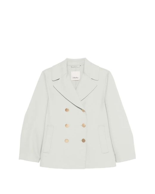 Max Mara White Double-Breasted Peacoat