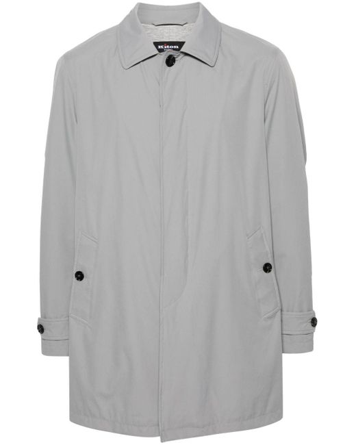 Kiton Gray Single-breasted Raincoat for men