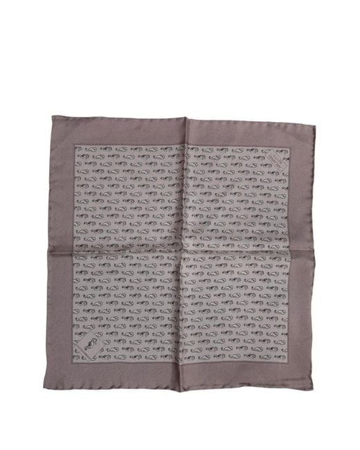 Dolce & Gabbana Gray Seahorse-Print Pocket Square for men
